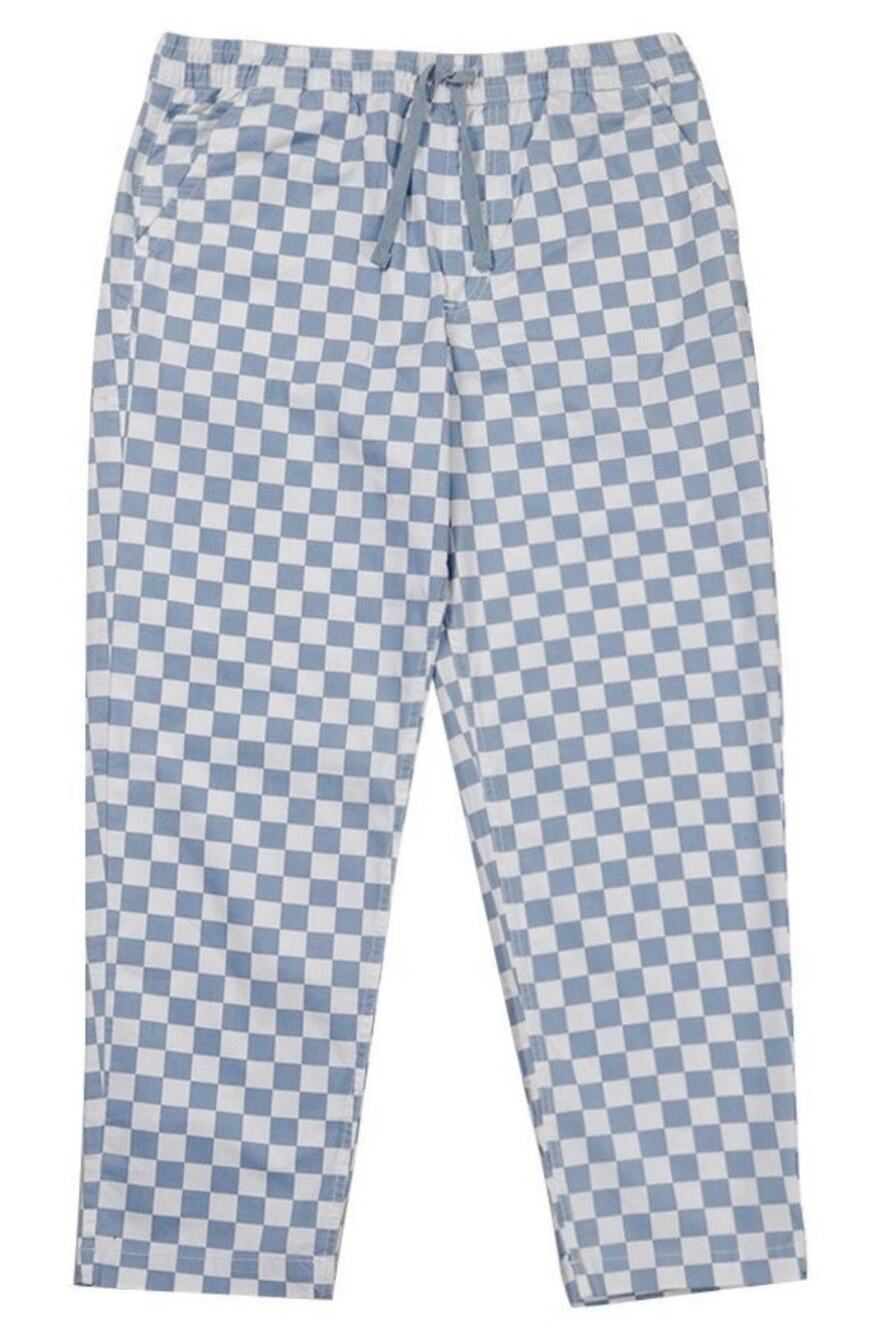 Light Blue White Checkered Soft Canvas Cotton PullOn M